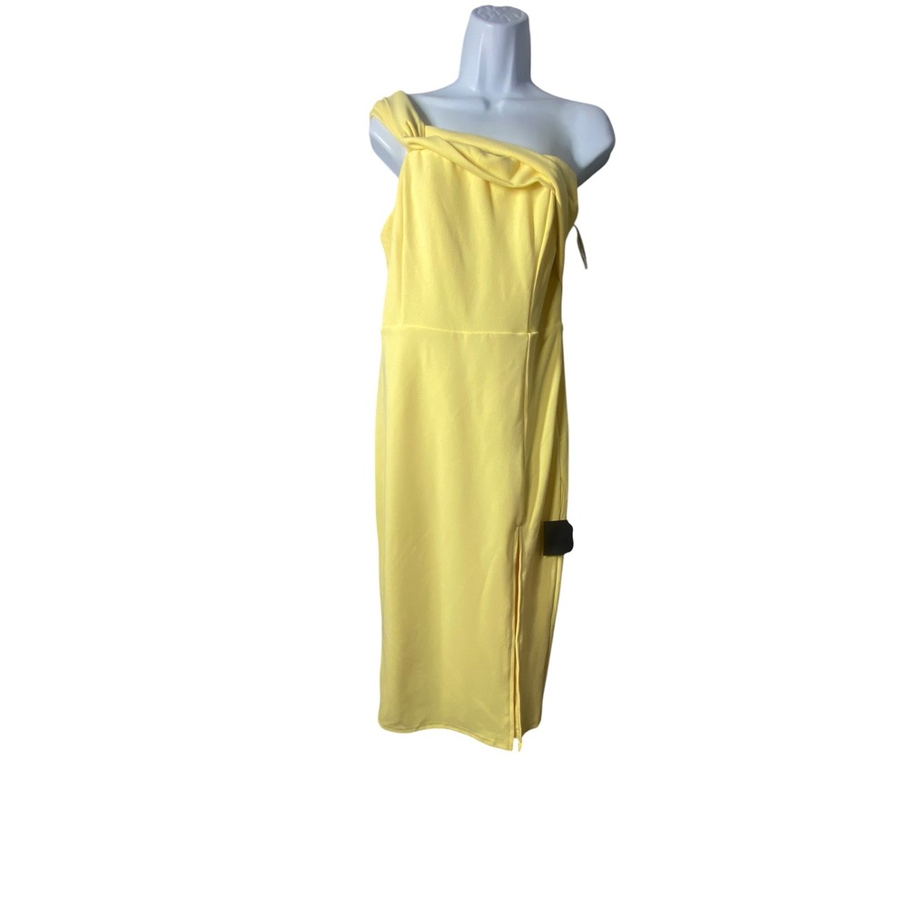 Lulus Pale Yellow Off the Shoulder Knotted Midi Dress D3761 Womens Size L - Picture 2 of 8